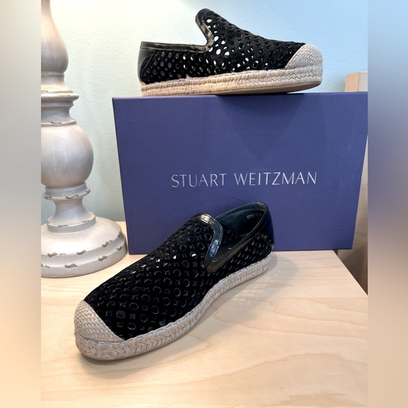 Stuart Weitzman black suede context espadrilles size M5.5 - Picture 1 of 6